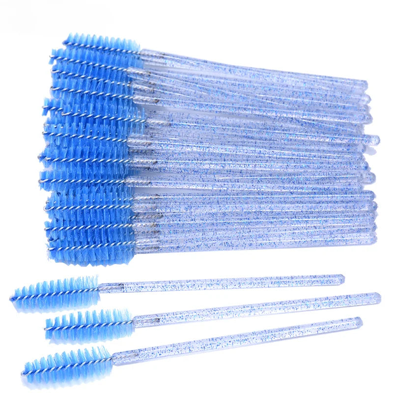 Wholesale 50Pcs/Bottle Disposable Eyelash Extension Mascara Wand Glitter Micro Lash Brushes Spoolie WithContainer Case Wholesale