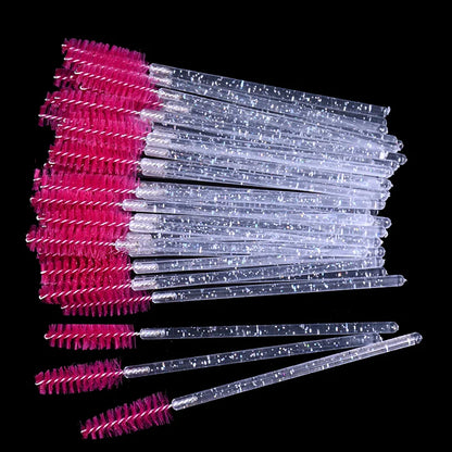 Wholesale 50Pcs/Bottle Disposable Eyelash Extension Mascara Wand Glitter Micro Lash Brushes Spoolie WithContainer Case Wholesale