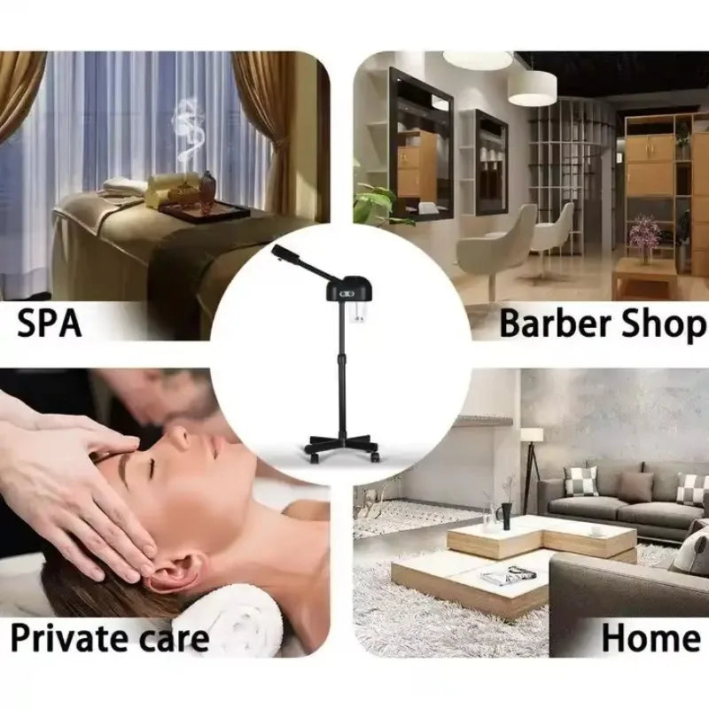 Professional Big Vaporizer Hot Facial Steamer Black Ozone Vapor Medical Facial Spa Face Steamer for Salon