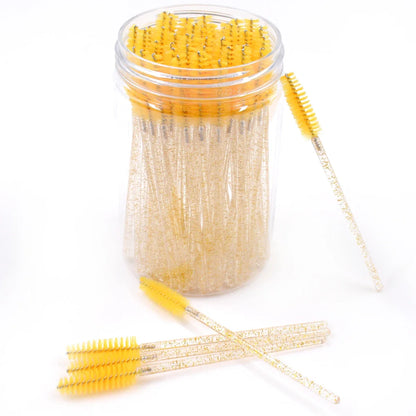 Wholesale 50Pcs/Bottle Disposable Eyelash Extension Mascara Wand Glitter Micro Lash Brushes Spoolie WithContainer Case Wholesale
