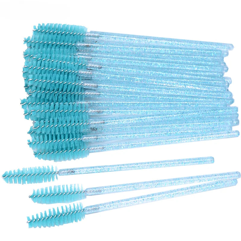 Wholesale 50Pcs/Bottle Disposable Eyelash Extension Mascara Wand Glitter Micro Lash Brushes Spoolie WithContainer Case Wholesale
