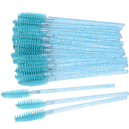 Wholesale 50Pcs/Bottle Disposable Eyelash Extension Mascara Wand Glitter Micro Lash Brushes Spoolie WithContainer Case Wholesale