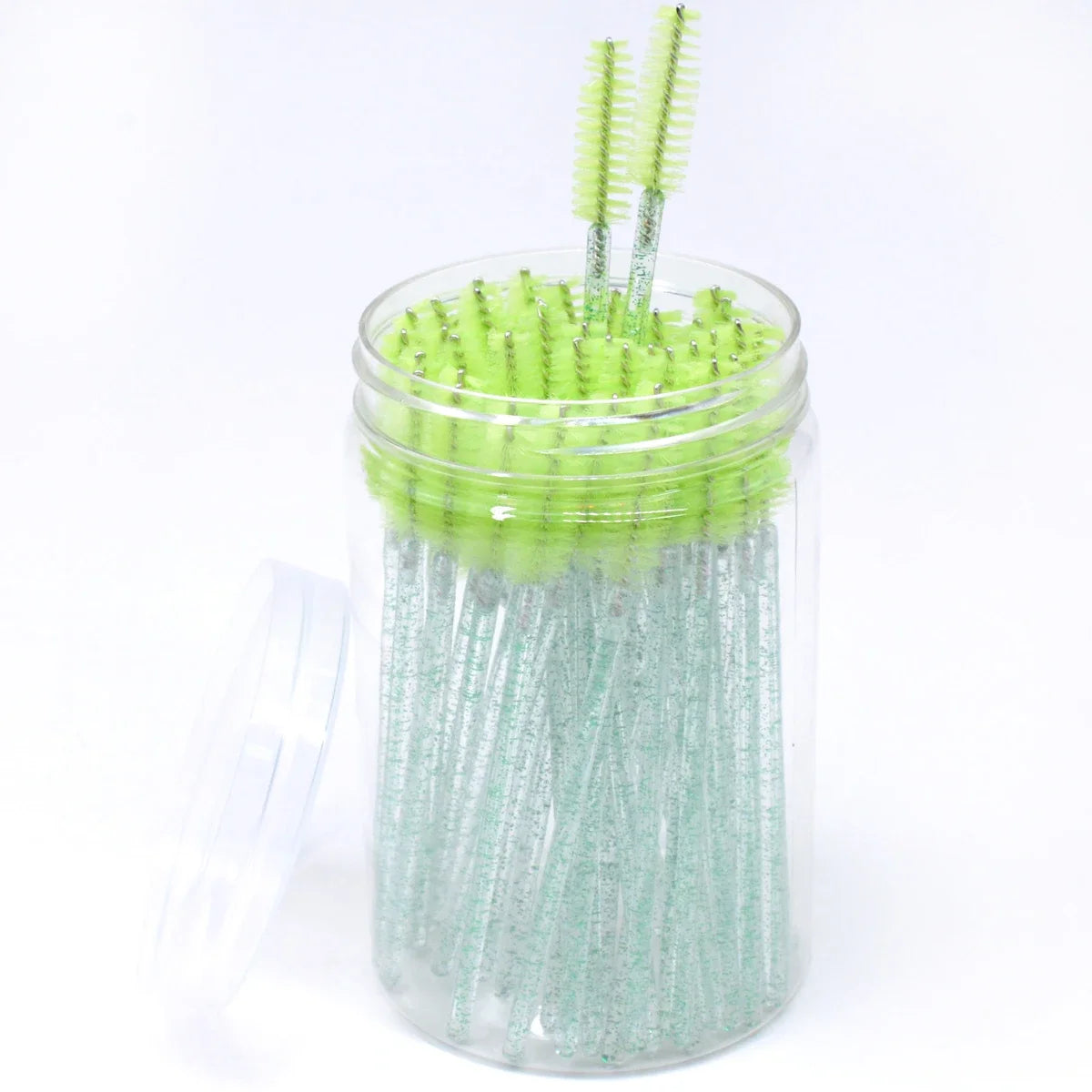 Wholesale 50Pcs/Bottle Disposable Eyelash Extension Mascara Wand Glitter Micro Lash Brushes Spoolie WithContainer Case Wholesale