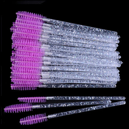 Wholesale 50Pcs/Bottle Disposable Eyelash Extension Mascara Wand Glitter Micro Lash Brushes Spoolie WithContainer Case Wholesale