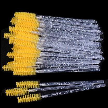 Wholesale 50Pcs/Bottle Disposable Eyelash Extension Mascara Wand Glitter Micro Lash Brushes Spoolie WithContainer Case Wholesale