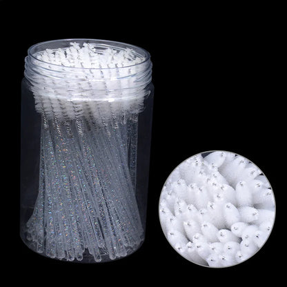 Wholesale 50Pcs/Bottle Disposable Eyelash Extension Mascara Wand Glitter Micro Lash Brushes Spoolie WithContainer Case Wholesale