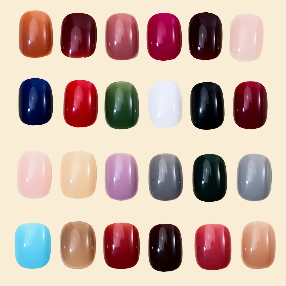 576pcs Colorful Glossy Long Coffin Press On Nails 24 Solid Colors Acrylic Extension Nail Tips Full Cover Artificial Fake Nails 2