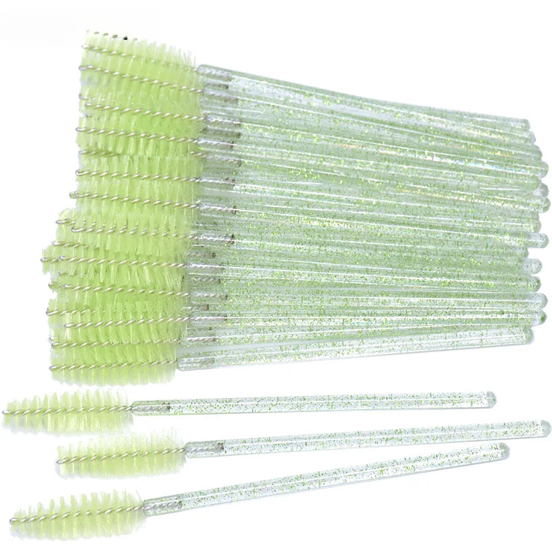 Wholesale 50Pcs/Bottle Disposable Eyelash Extension Mascara Wand Glitter Micro Lash Brushes Spoolie WithContainer Case Wholesale