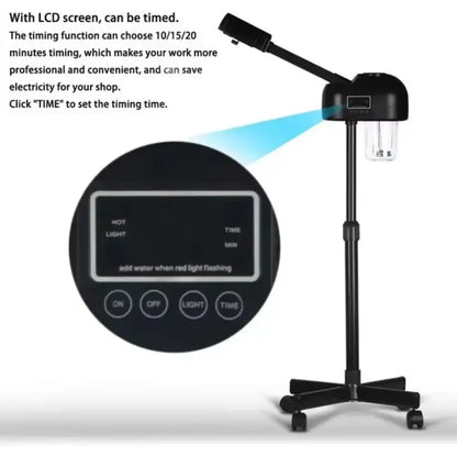 Professional Big Vaporizer Hot Facial Steamer Black Ozone Vapor Medical Facial Spa Face Steamer for Salon