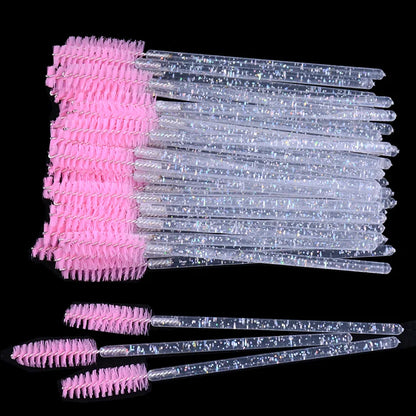 Wholesale 50Pcs/Bottle Disposable Eyelash Extension Mascara Wand Glitter Micro Lash Brushes Spoolie WithContainer Case Wholesale